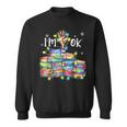 Reading Books I'm Ok National Book Lovers Lights Christmas Sweatshirt