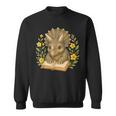 Triceratops Dinosaur Reading Book Flowers Floral Sweatshirt
