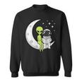 Women's Alien And Astronaut Reading On Moon Kids Sci Fi Book Sweatshirt
