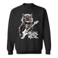 ギターを弾く猫 ヘヴィメタル ロックキャット おもしろギタリスト 長袖tシャツ スウェットシャツ
