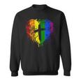 クロスのあるレインボー ハート、キリスト教の宗教的なゲイ プライド スウェットシャツ