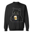 ビールを持っている黒猫 ヴィンテージ おもしろい ビール&猫好き スウェットシャツ