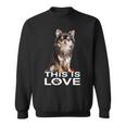 ロングヘア チワワ犬 This Is Love Brown チワワ 恋人 長袖tシャツ スウェットシャツ