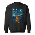 犬 天体観測 ゴッホ 夜空 ゴールデンレトリバー ラブラドール 長袖tシャツ スウェットシャツ