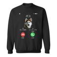 面白いtシャツ シベリアンハスキー 着信 犬 イヌ メンズ グッズ かわいい おもしろ 面白い 服 ネタ スウェットシャツ