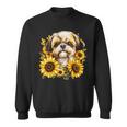 面白いtシャツ シーズー ひまわり わんこ メンズ 犬好き グッズ かわいい おもしろ 面白い 服 ネタ 長袖tシャツ スウェットシャツ