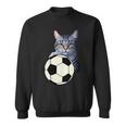 面白い猫サッカーボールグラフィック子猫のスポーツ愛好家のコスチューム スウェットシャツ