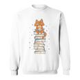Cat Sits On Books Reading Reading Book Lover Sweatshirt