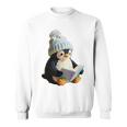 Cute Penguin Reading Book Faux-Crochet Print Sweatshirt