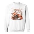 Fox And Book Lover Graphic For Women And Spring Pink Flower Sweatshirt Fox And Book Lover Graphic For Women And Spring Pink Flower Sweatshirt