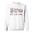Peace Love Books Pastel Reading Heart Art For Book Lovers Sweatshirt