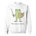 We Read At Dawn Bookish Frog Reading Sweatshirt