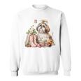Shih Tzu Dog Garden Collections Books And Strawberries Sweatshirt