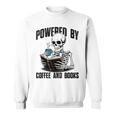 Skeleton Reading Book With Coffee Sweatshirt