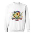 Unearth A Story Summer Reading 2026 Flower Butterfly Book Premium Tri-Blend Sweatshirt