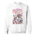 Women's Hot Girls Reader Floral Book Lover Cute Skeleton Reading Sweatshirt