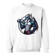 キュートでかわいいグラフィックのドラゴンが筋肉質のシックスパックを表示 長袖tシャツ スウェットシャツ