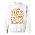 バックプリント 猫好き 引用 おもしろ猫 ミーム I Love Cats スウェットシャツ
