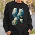 Arctic Animals コラージュ シロフクロウ キツネアザラシ ツノメ スウェットシャツ 彼への贈り物