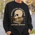 Existential Crisis Club Lifetime Member Skull Books Sarcasm Sweatshirt Gifts for Him