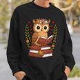Owl Reading Book Graphic Owl With Book Floral Sweatshirt Gifts for Him Owl Reading Book Graphic Owl With Book Floral Sweatshirt Gifts for Him