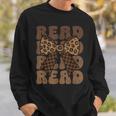 Read Coquette Bow Retro Western Groovy Leopard Reading Sweatshirt Gifts for Him