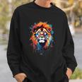Strong Regal Lion Magestic Lion クールカラフルライオンステンシル スウェットシャツ 彼への贈り物