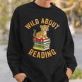 Wild About Reading Cute Leopard Teacher Kids Book Lover Sweatshirt Gifts for Him