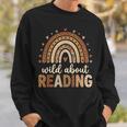 Wild About Reading Cute Rainbow Book Lover Teacher Sweatshirt Gifts for Him