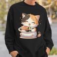 わがまま猫 寿司ねこ ラーメン好き かわいい おもしろ マンガ 長袖tシャツ スウェットシャツ 彼への贈り物