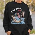 カワウソ カオス 面白い ベーグル ファイティング ラッコ 駄洒落動物好き 長袖tシャツ スウェットシャツ 彼への贈り物