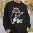 ギターを弾く猫 ヘヴィメタル ロックキャット おもしろギタリスト 長袖tシャツ スウェットシャツ 彼への贈り物
