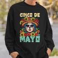 シンコ デ マヨ スケルトン ラ カトリーナ カラベラ フローラル メキシカン 長袖tシャツ スウェットシャツ 彼への贈り物