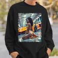 ピンナップガールtシャツ 男性用 ブラックピンナップガール&エキゾチックカー スウェットシャツ 彼への贈り物