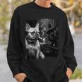 フレンチブルドッグ 喫煙犬 ライター モノクロアート 長袖tシャツ スウェットシャツ 彼への贈り物