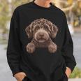 ブラウン ラブラドゥードル かわいい 覗き見 落書き 子犬 犬 長袖tシャツ スウェットシャツ 彼への贈り物