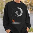 三日月で釣りをする猫 面白い猫愛好家 フィッシャー スウェットシャツ 彼への贈り物