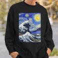 星月夜リメイクとミックスされた神奈川の大波 長袖tシャツ スウェットシャツ 彼への贈り物