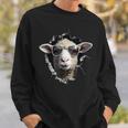 羊が穴から覗いています 農夫 羊飼い 飼い Coolheep Portrait スウェットシャツ 彼への贈り物