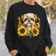 面白いtシャツ シーズー ひまわり わんこ メンズ 犬好き グッズ かわいい おもしろ 面白い 服 ネタ 長袖tシャツ スウェットシャツ 彼への贈り物
