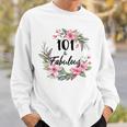 101歳＆ファビュラスフラワーパーティー 101歳の誕生日おめでとう 長袖tシャツ スウェットシャツ 彼への贈り物