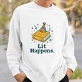 Lit Happens Book Party Hat Confetti Literary Pun Sweatshirt Gifts for Him