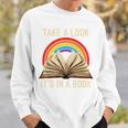 Take A Look It In A Book Retro Rainbow Reading Teacher Sweatshirt Gifts for Him