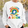 Take a Look It's In a Book Rainbow Reading Sweatshirt Gifts for Him