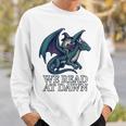 We Read At Dawn Frog Riding Dragon Book Lover Art Comfort Colors Crop Top Sweatshirt Gifts for Him