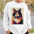 カラフル メインクーン 猫 芸術的 猫 動物 幾何学 アート スウェットシャツ 彼への贈り物