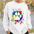 カラフルペイント スプラッター 肉球プリント 猫 犬 スウェットシャツ 彼への贈り物