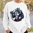 キュートでかわいいグラフィックのドラゴンが筋肉質のシックスパックを表示 長袖tシャツ スウェットシャツ 彼への贈り物
