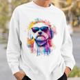 マルチーズ 犬 グラフィック ペット アートワーク サングラス マルチーズ スウェットシャツ 彼への贈り物