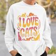 バックプリント 猫好き 引用 おもしろ猫 ミーム I Love Cats スウェットシャツ 彼への贈り物